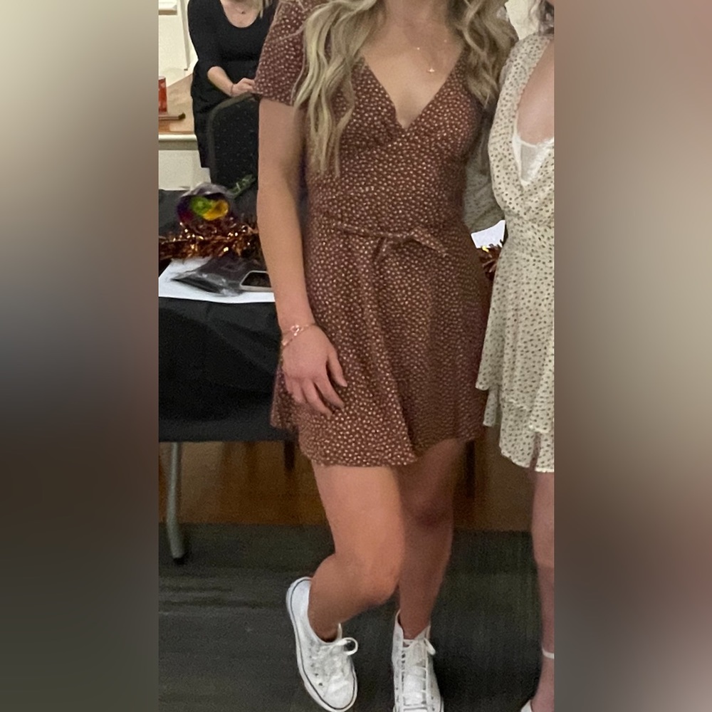 PacSun Brown White Flowered Dress